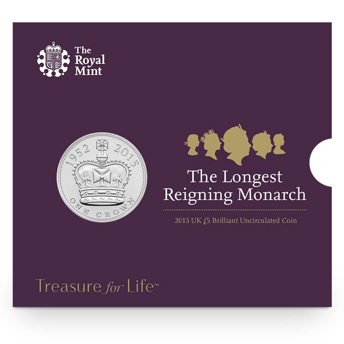 2015 BU £5 Coin Pack - The Longest Reigning Monarch - Click Image to Close